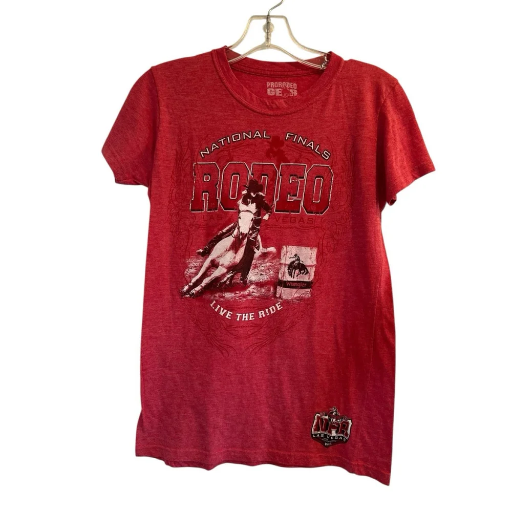 ProRodeo Gear NFR Tee Shirt Girls L Red National Finals Rodeo Vegas 2015 PRCA